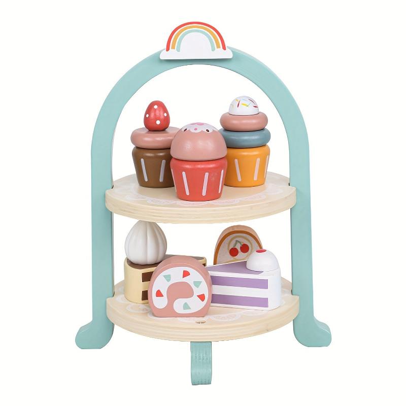 Wooden Ice Cream Tower Play Set Pretend Kitchen