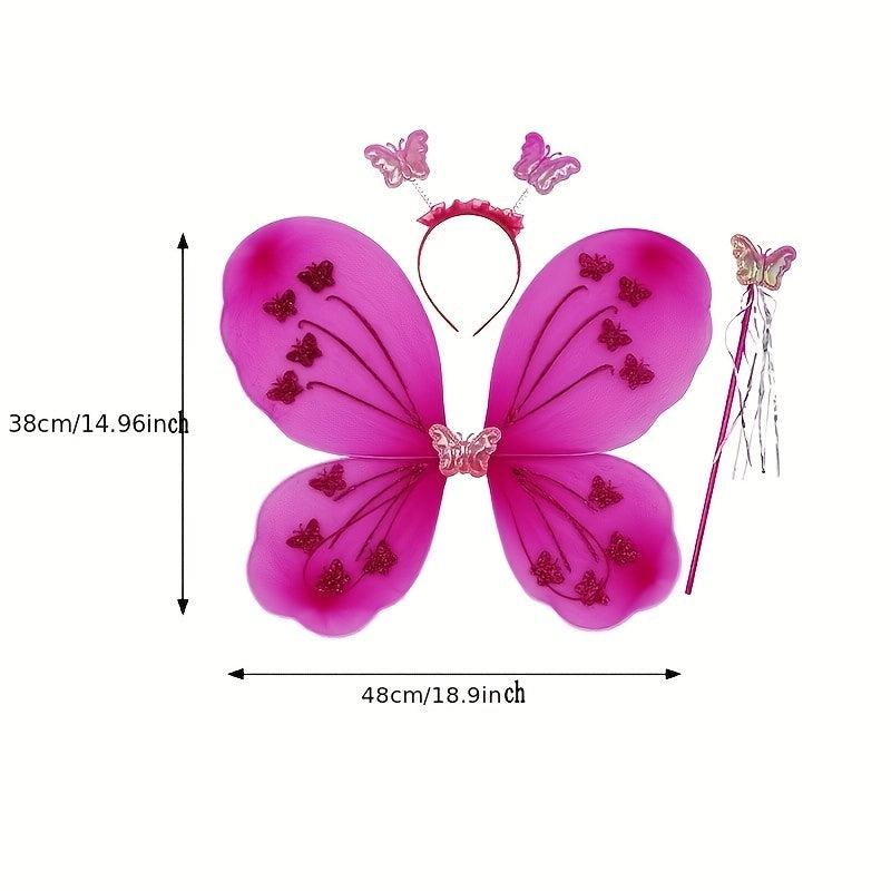 Girls Fairy Princess Costume Set with Wings Headband Magic Wand
