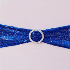 Sequin Chair Sashes Bows Elastic Spandex Wedding Decorative Party Chair Sashes