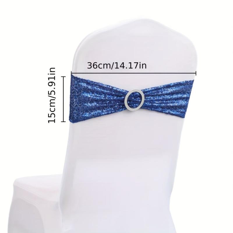 Sequin Chair Sashes Bows Elastic Spandex Wedding Decorative Party Chair Sashes