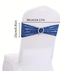 Sequin Chair Sashes Bows Elastic Spandex Wedding Decorative Party Chair Sashes