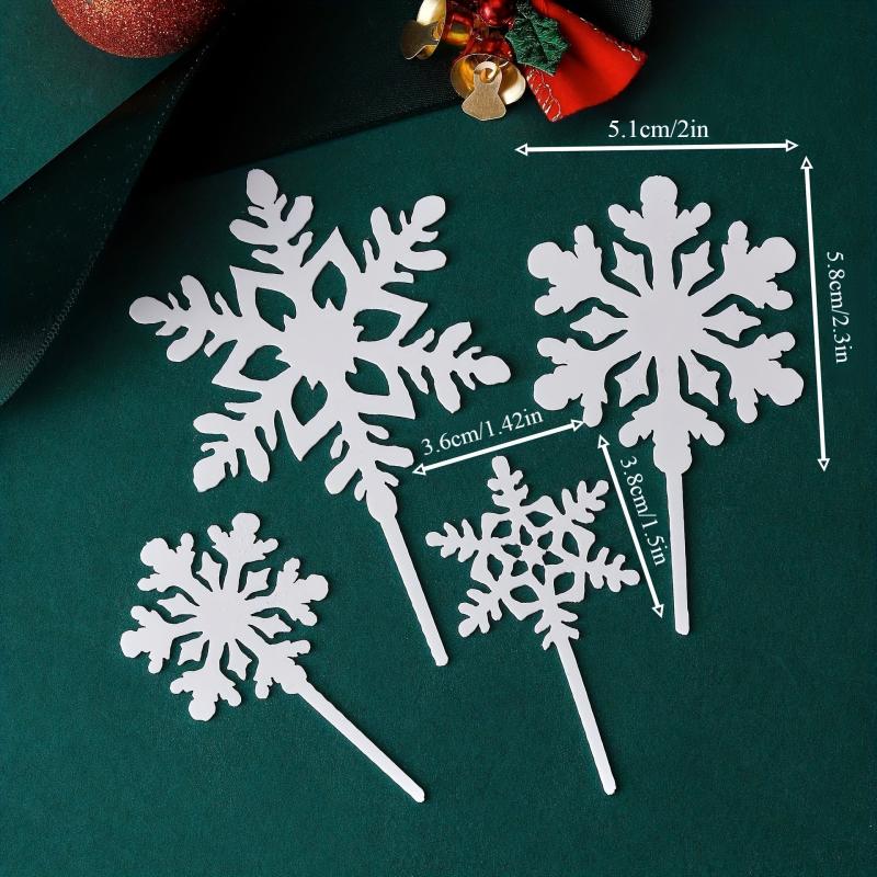 4pcs Christmas Cake Decoration Snowflake Acrylic Cake Topper