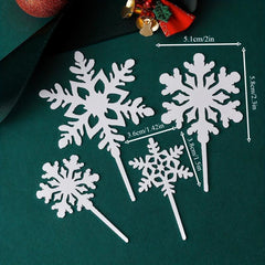 4pcs Christmas Cake Decoration Snowflake Acrylic Cake Topper