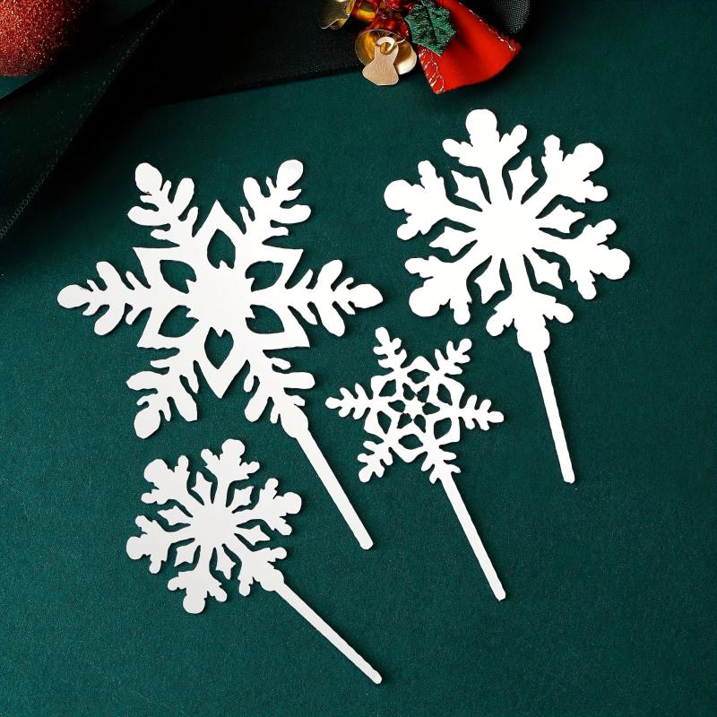 4pcs Christmas Cake Decoration Snowflake Acrylic Cake Topper