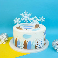 4pcs Christmas Cake Decoration Snowflake Acrylic Cake Topper