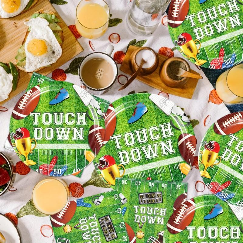Football Party Supplies Set of 12 - Plates, Napkins, Cups, Table Cloths