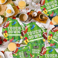 Football Party Supplies Set of 12 - Plates, Napkins, Cups, Table Cloths