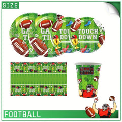 Football Party Supplies Set of 12 - Plates, Napkins, Cups, Table Cloths