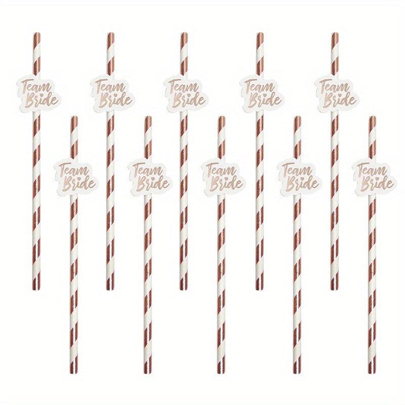 12pcs Bride Cup Team Bride To Be Satin Straw Wedding Decorations