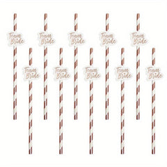 12pcs Bride Cup Team Bride To Be Satin Straw Wedding Decorations