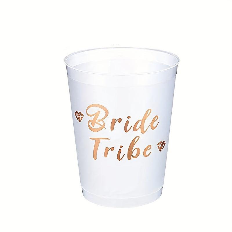 12pcs Bride Cup Team Bride To Be Satin Straw Wedding Decorations