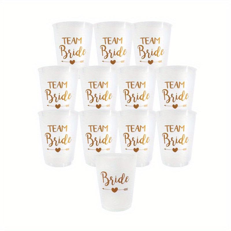 12pcs Bride Cup Team Bride To Be Satin Straw Wedding Decorations