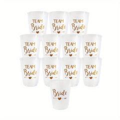 12pcs Bride Cup Team Bride To Be Satin Straw Wedding Decorations
