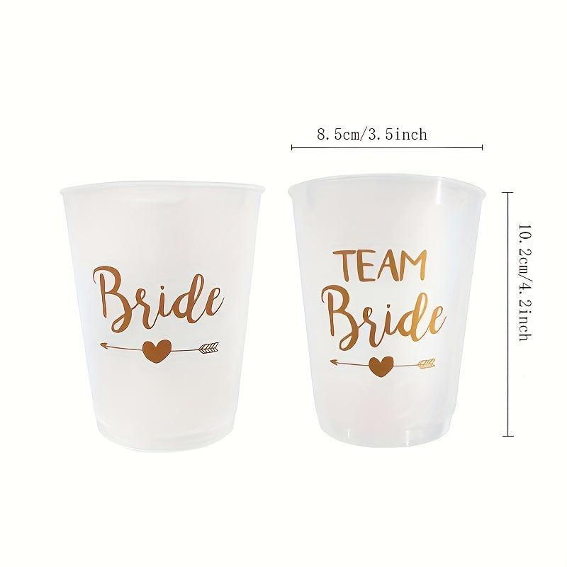12pcs Bride Cup Team Bride To Be Satin Straw Wedding Decorations
