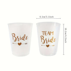12pcs Bride Cup Team Bride To Be Satin Straw Wedding Decorations
