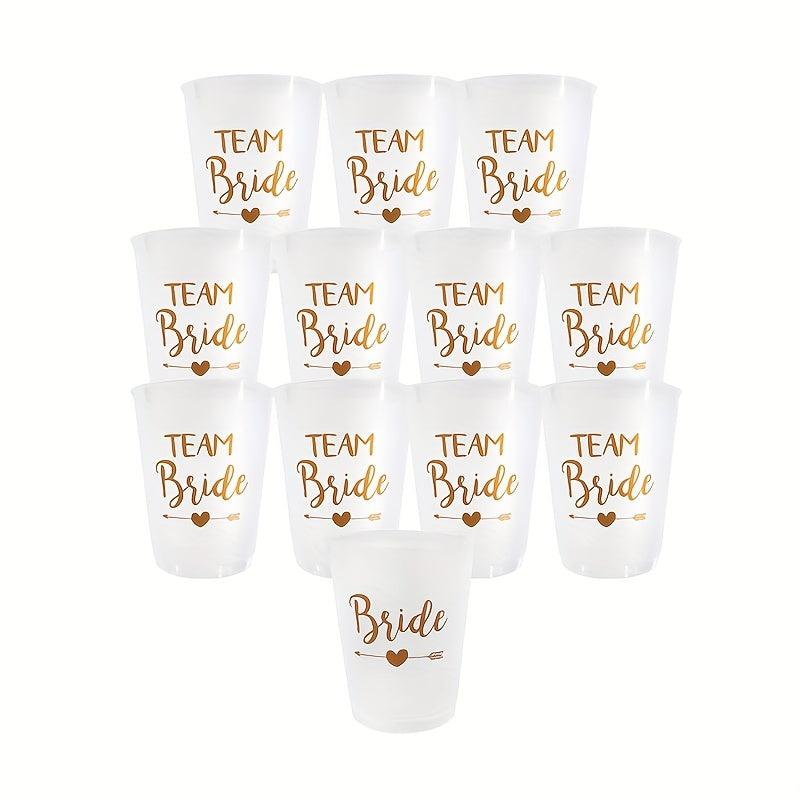 12pcs Bride Cup Team Bride To Be Satin Straw Wedding Decorations