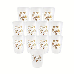 12pcs Bride Cup Team Bride To Be Satin Straw Wedding Decorations