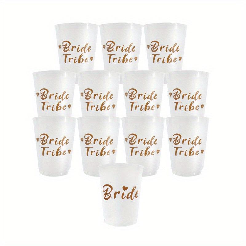 12pcs Bride Cup Team Bride To Be Satin Straw Wedding Decorations