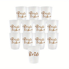 12pcs Bride Cup Team Bride To Be Satin Straw Wedding Decorations