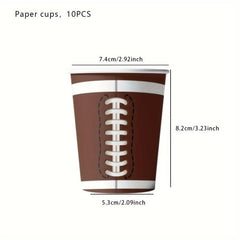 Football Party Supplies Kit - Plates, Napkins, Cups, Table Cloths - Set of 10