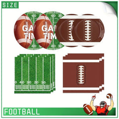 Football Party Supplies Kit - Plates, Napkins, Cups, Table Cloths - Set of 10