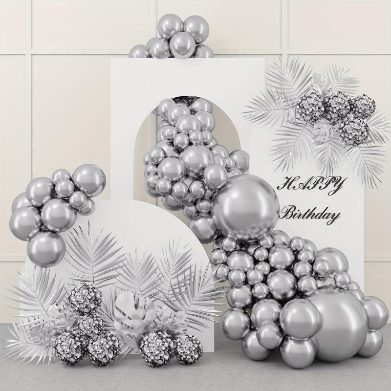 87pcs Silvery Latex Balloons for Parties & Events - 45-72-30-48-25-4-12-7 cm