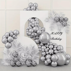 87pcs Silvery Latex Balloons for Parties & Events - 45-72-30-48-25-4-12-7 cm