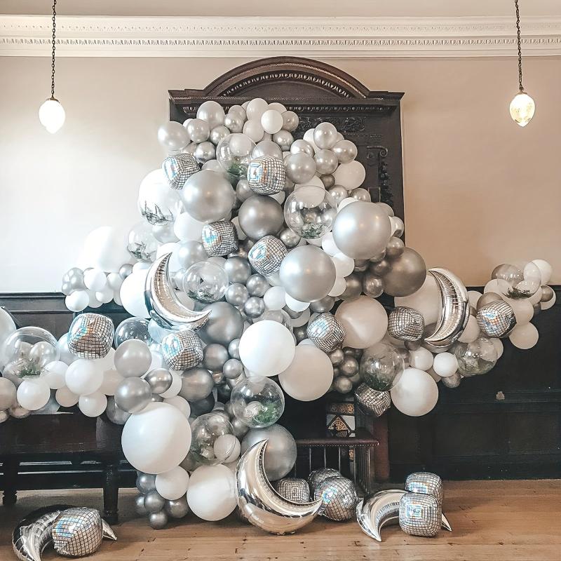 87pcs Silvery Latex Balloons for Parties & Events - 45-72-30-48-25-4-12-7 cm