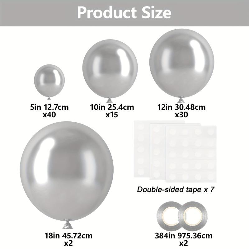 87pcs Silvery Latex Balloons for Parties & Events - 45-72-30-48-25-4-12-7 cm