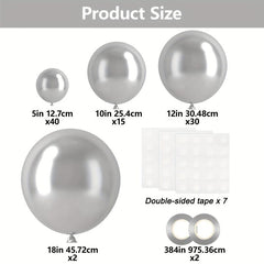 87pcs Silvery Latex Balloons for Parties & Events - 45-72-30-48-25-4-12-7 cm