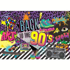 90s Backdrop 3x5ft Retro Hanging Banner Hip Hop Graffiti Wall Decor Photo Prop
