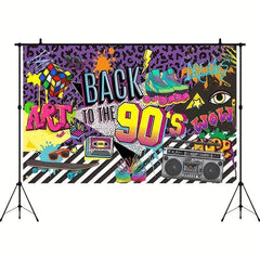 90s Backdrop 3x5ft Retro Hanging Banner Hip Hop Graffiti Wall Decor Photo Prop
