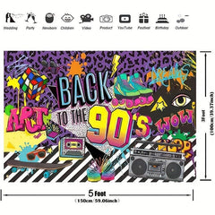90s Backdrop 3x5ft Retro Hanging Banner Hip Hop Graffiti Wall Decor Photo Prop