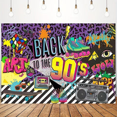 90s Backdrop 3x5ft Retro Hanging Banner Hip Hop Graffiti Wall Decor Photo Prop