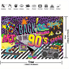 90s Backdrop 3x5ft Retro Hanging Banner Hip Hop Graffiti Wall Decor Photo Prop
