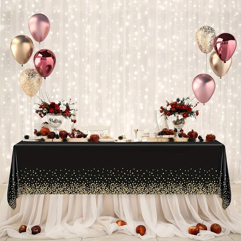 Plastic Tablecloth & Golden Rectangle Tablecloth Party Supplies
