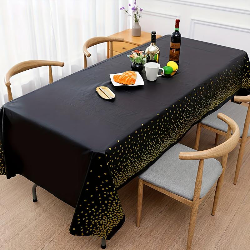 Plastic Tablecloth & Golden Rectangle Tablecloth Party Supplies