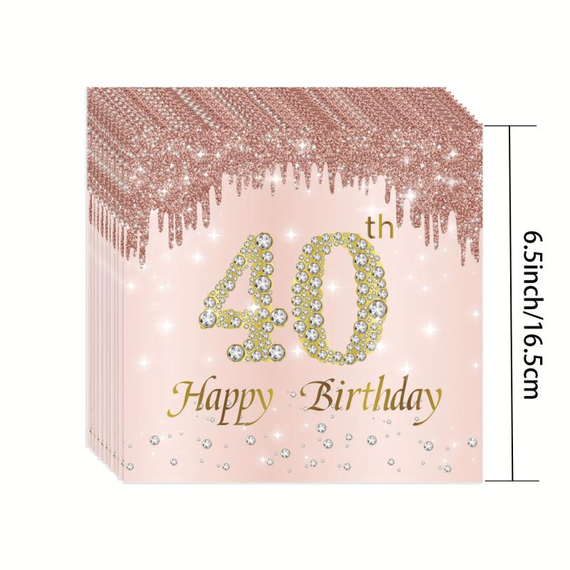 40th Birthday Party Supplies Set - Tablecloth, Plates, Cups - 76pcs