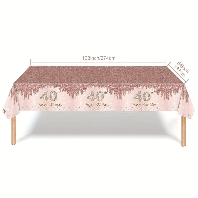 40th Birthday Party Supplies Set - Tablecloth, Plates, Cups - 76pcs