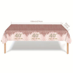 40th Birthday Party Supplies Set - Tablecloth, Plates, Cups - 76pcs