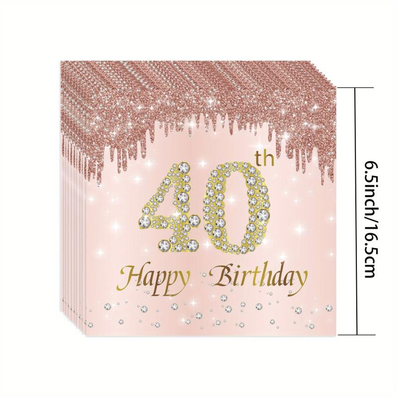 40th Birthday Party Supplies Set - Tablecloth, Plates, Cups - 76pcs