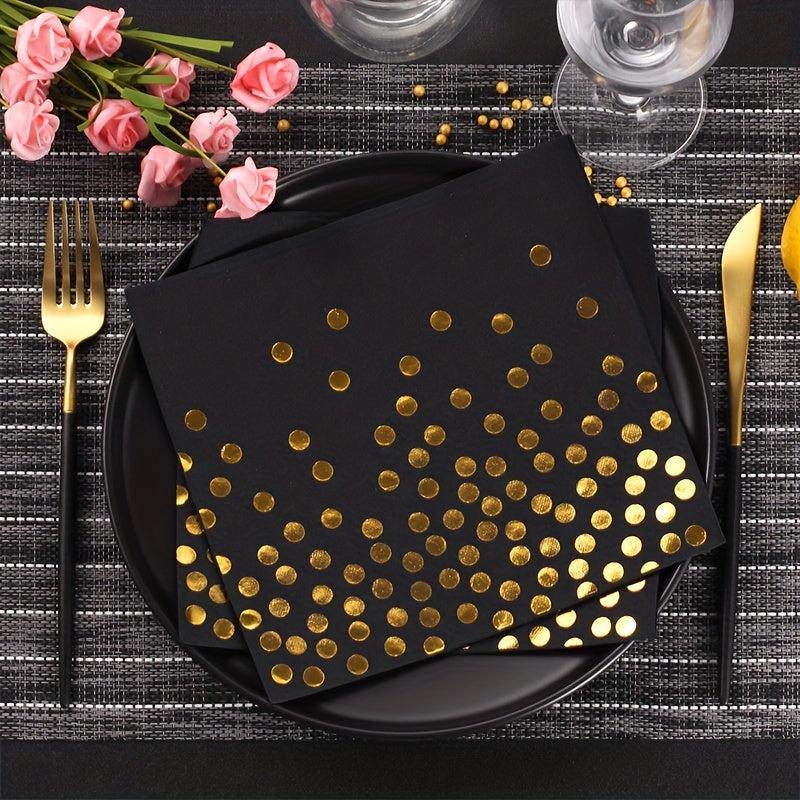 25pcs Gilded Polka Dot Party Napkin Birthday Party Supplies