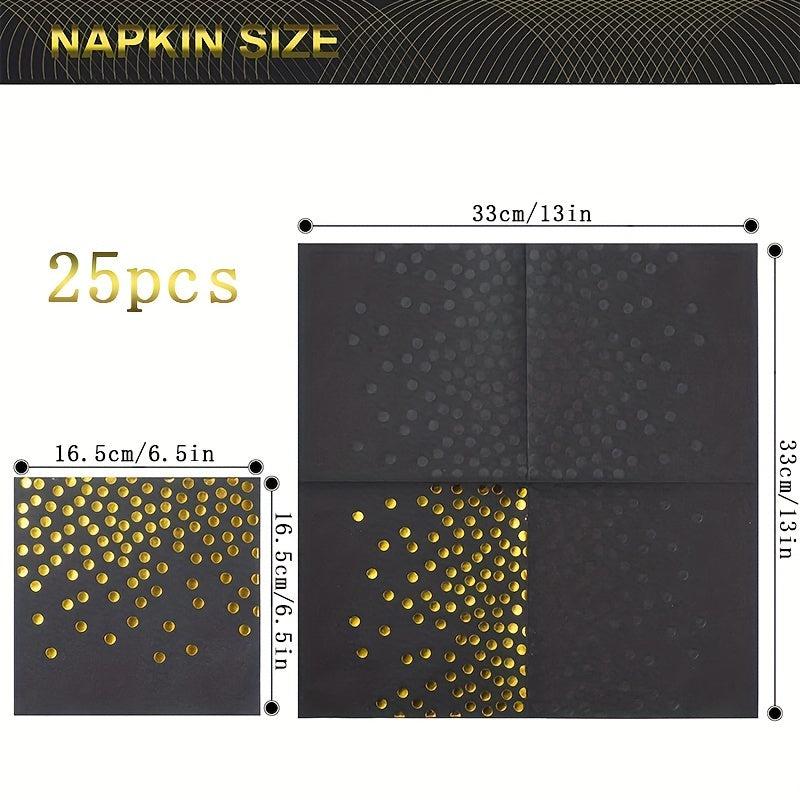 25pcs Gilded Polka Dot Party Napkin Birthday Party Supplies