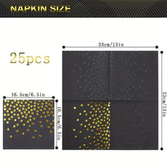 25pcs Gilded Polka Dot Party Napkin Birthday Party Supplies