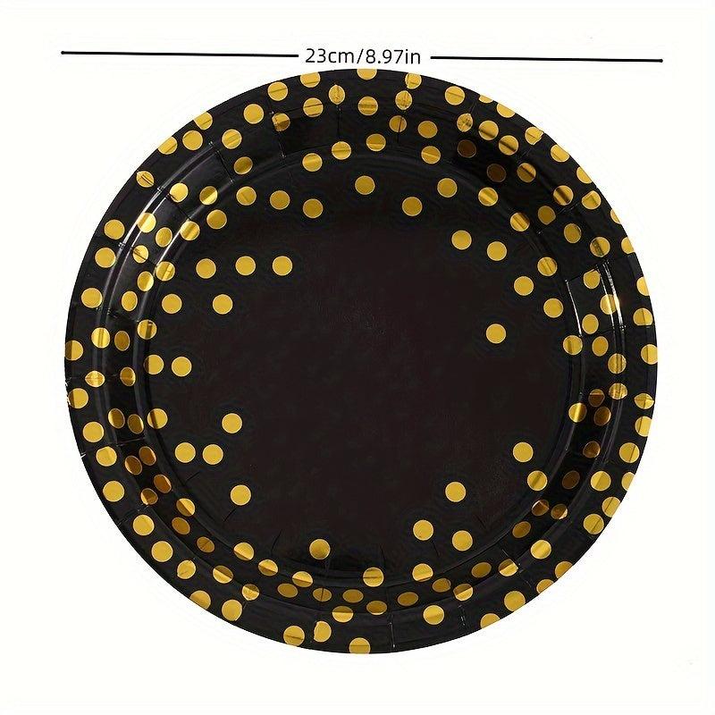 10pcs Polka Dot Disposable Party Supplies - Paper Cups, Plates, Pull Flags
