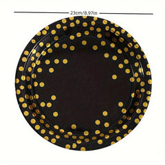 10pcs Polka Dot Disposable Party Supplies - Paper Cups, Plates, Pull Flags