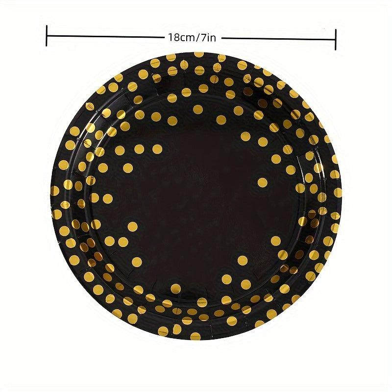 10pcs Polka Dot Disposable Party Supplies - Paper Cups, Plates, Pull Flags