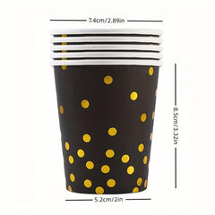10pcs Polka Dot Disposable Party Supplies - Paper Cups, Plates, Pull Flags