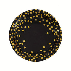 10pcs Polka Dot Disposable Party Supplies - Paper Cups, Plates, Pull Flags