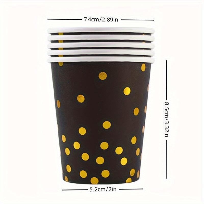 10pcs Polka Dot Disposable Party Supplies - Paper Cups, Plates, Pull Flags